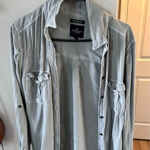 American Eagle Outfitters Light Gray Men's Button-Front Shirt Jacket